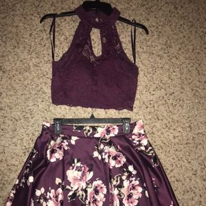 Plum 2 Piece Floral Dress